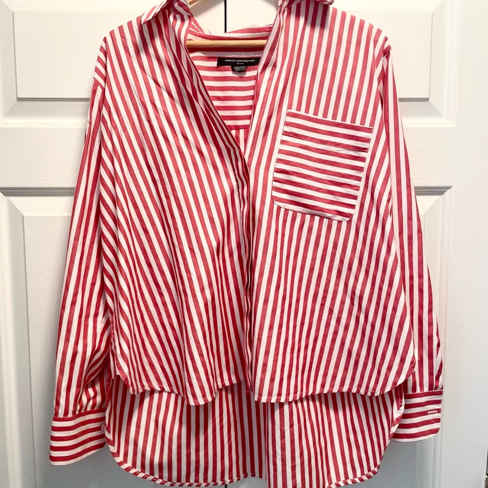 French Connection Red and White Striped Shirt